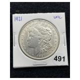 1921 UNC Morgan Silver Dollar Coin
