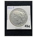 1922 S Peace Silver Dollar Coin