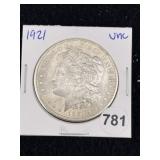 1921 UNC Morgan Silver Dollar Coin
