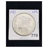1921 UNC Morgan Silver Dollar Coin