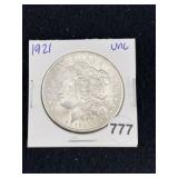 1921 UNC Morgan Silver Dollar Coin