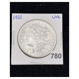 1921 UNC Morgan Silver Dollar Coin