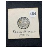 1915 S Roosevelt Dime Coin