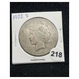 1922 S Peace Silver Dollar Coin