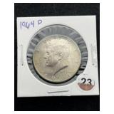 1964 D Kennedy Half Dollar Silver Coin