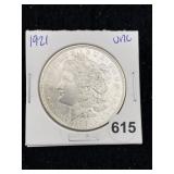1921 UNC Morgan Silver Dollar Coin