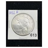 1922 D Peace Silver Dollar Coin