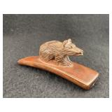 Bear Effigy Stone Hopewell Pipe Indian Artifact Ar