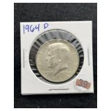 1964 D Kennedy Half Dollar Silver Coin