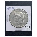 1922 D Peace Silver Dollar Coin