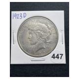 1923 D Peace Silver Dollar Coin
