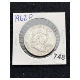 1962 D Franklin Half Dollar Silver Coin