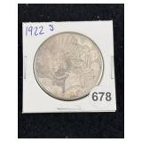 1922 S Peace Silver Dollar Coin
