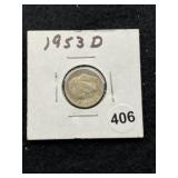 1953 D Roosevelt Dime Coin