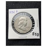1952 D Franklin Half Dollar Silver Coin