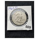 1963 D Franklin Half Dollar Silver Coin