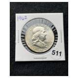 1962 Franklin Half Dollar Silver Coin