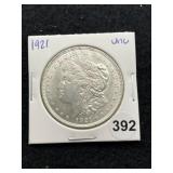 1921 UNC Morgan Silver Dollar Coin