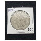 1921 D Morgan Silver Dollar Coin