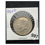 1964 D Kennedy Half Dollar Silver Coin