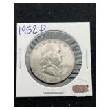 1952 D Franklin Half Dollar Silver Coin