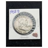 1958 D Franklin Half Dollar Silver Coin