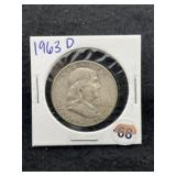 1963 D Franklin Half Dollar Silver Coin