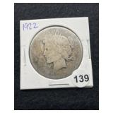 1922 Peace Silver Dollar Coin