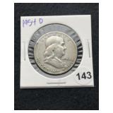 1954 D Franklin Half Dollar Silver Coin