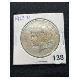 1922 D Peace Silver Dollar Coin