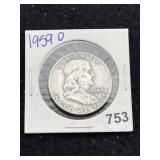1959 D Franklin Half Dollar Silver Coin
