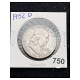 1952 D Franklin Half Dollar Silver Coin