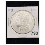 1921 UNC Morgan Silver Dollar Coin