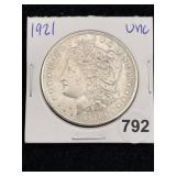 1921 UNC Morgan Silver Dollar Coin