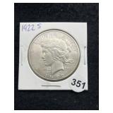 1922 S Peace Silver Dollar Coin