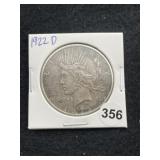 1922 D Peace Silver Dollar Coin