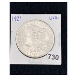 1921 UNC Morgan Silver Dollar Coin