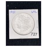 1921 UNC Morgan Silver Dollar Coin