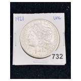 1921 UNC Morgan Silver Dollar Coin