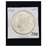 1921 UNC Morgan Silver Dollar Coin