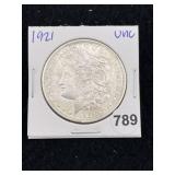 1921 UNC Morgan Silver Dollar Coin