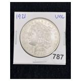 1921 UNC Morgan Silver Dollar Coin