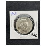 1963 Franklin Half Dollar Silver Coin