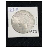 1922 D Peace Silver Dollar Coin