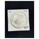 1921 UNC Morgan Silver Dollar Coin