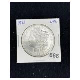 1921 UNC Morgan Silver Dollar Coin