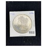 1921 UNC Morgan Silver Dollar Coin