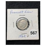1962 D Roosevelt Dime Coin