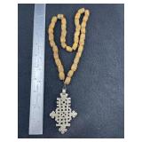 Trade Bead Necklace with Pendant Indian Artifact A