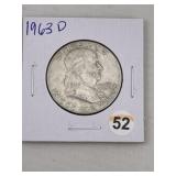 1963 D Franklin Half Dollar Silver Coin